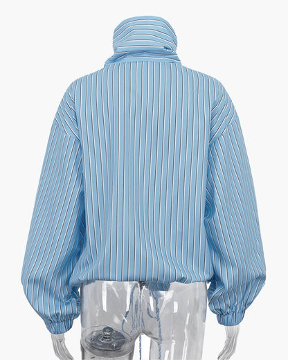 SOKYND Ella Stripe High Neck Shirt BlouseSOKYND-512535-BLU-L-66007BlueL
