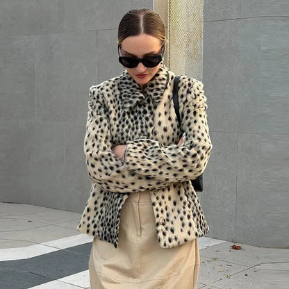 SOKYND Ellen Leopard Printed Faux Fur Jacket CoatSOKYND-320215-SHO-M-11095LeopardM