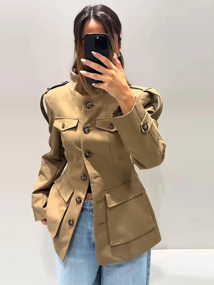 SOKYND Emilia Tailored Stand Collar Jacket JacketSOKYND-248407-BEI-M-63703BeigeM