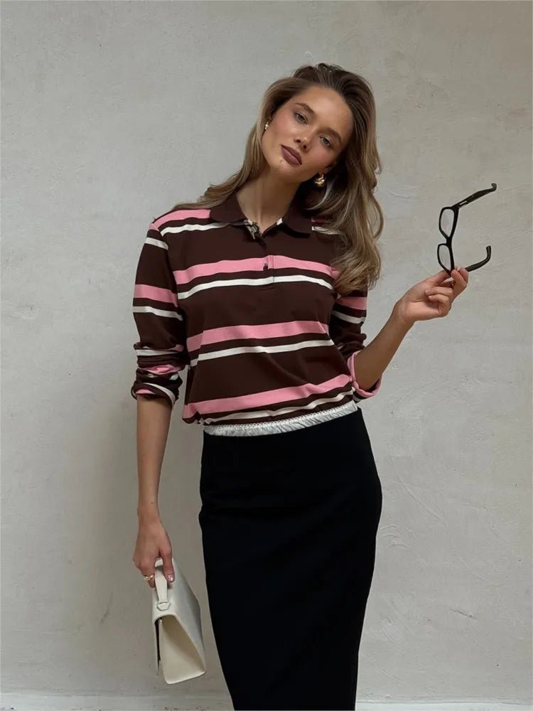 SOKYND Emily Striped Polo Long Sleeve TopSOKYND-200663-STR-L-51831StripedL