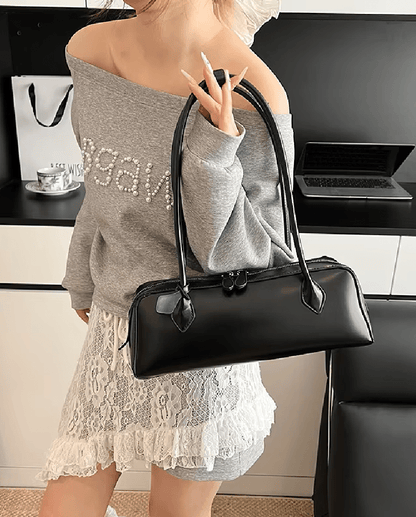 SOKYND Emily Vintage Leather Baguette Bag BagSOKYND-838871-BLA-OS-04183Black