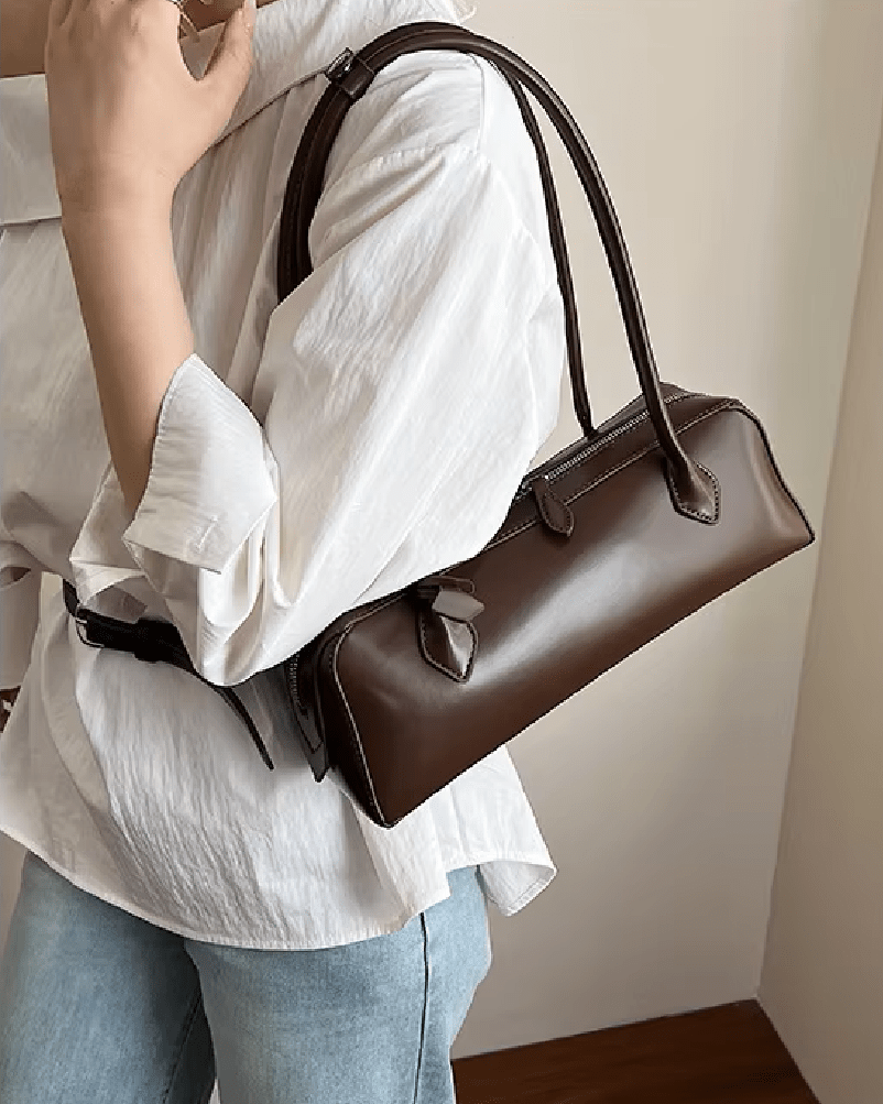 SOKYND Emily Vintage Leather Baguette Bag BagSOKYND-838871-BRO-OS-36951Brown