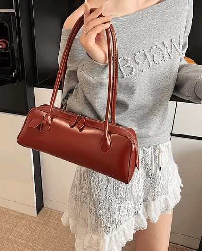 SOKYND Emily Vintage Leather Baguette Bag BagSOKYND-838871-RED-OS-02487Red