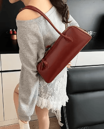 SOKYND Emily Vintage Leather Baguette Bag BagSOKYND-838871-RED-OS-02487Red