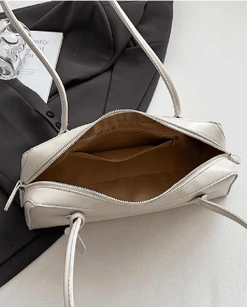 SOKYND Emily Vintage Leather Baguette Bag BagSOKYND-838871-WHI-OS-69719White