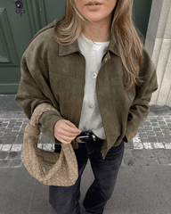 Casaco Bomber Erica em Faux Suede