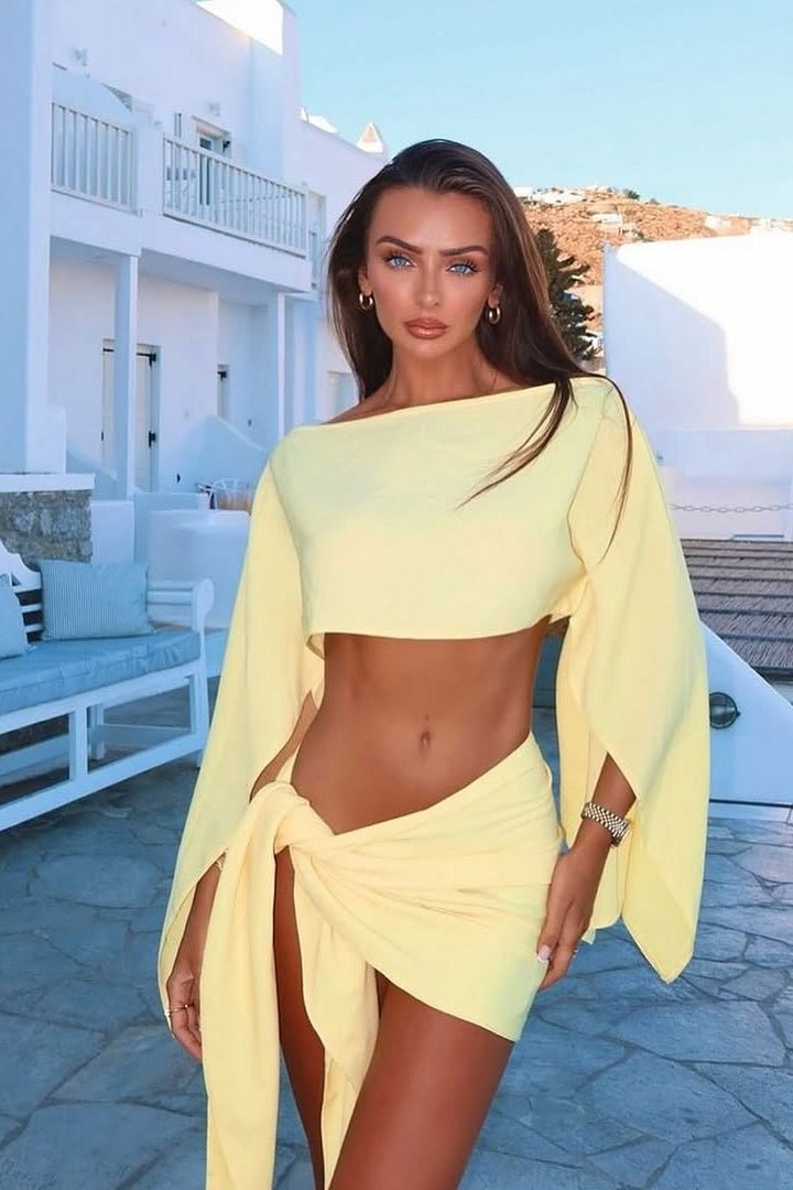 SOKYND Esmeralda Off - Shoulder Draped Two - Piece Set Matching Setsrx1772580086487501283YellowS