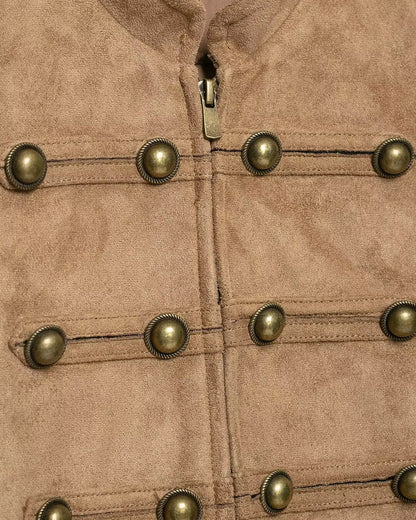 SOKYND Evelyn Faux Suede Napoleon Slim Jacket JacketSOKYND-016983-BRO-M-39063BrownM