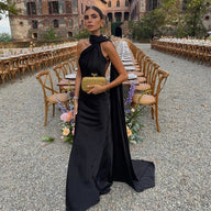 Vestido de Festa Felicity em Cetim com Laço e Costas Abertas