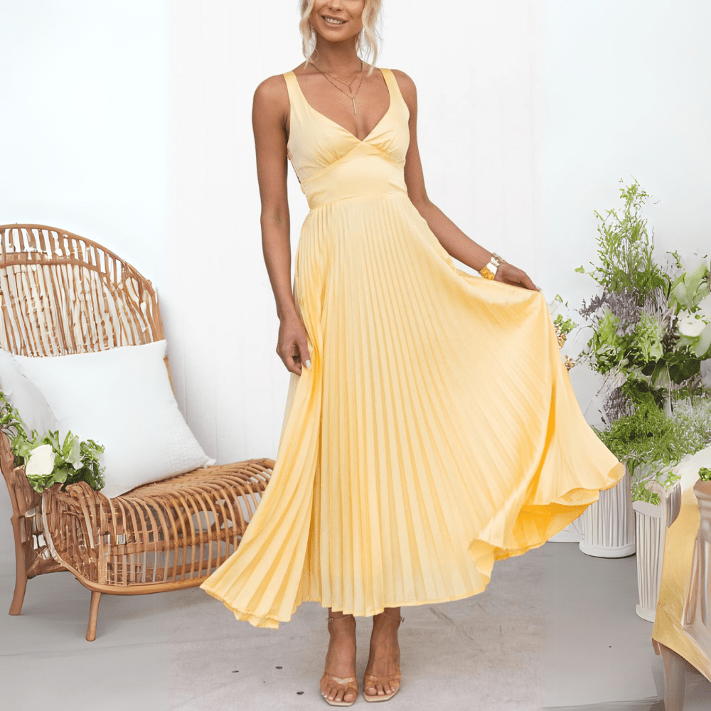 SOKYND Fenella Flowing Pleated Maxi Dress DressS
