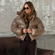 Fiona Hooded Glossy Puffer Jacket