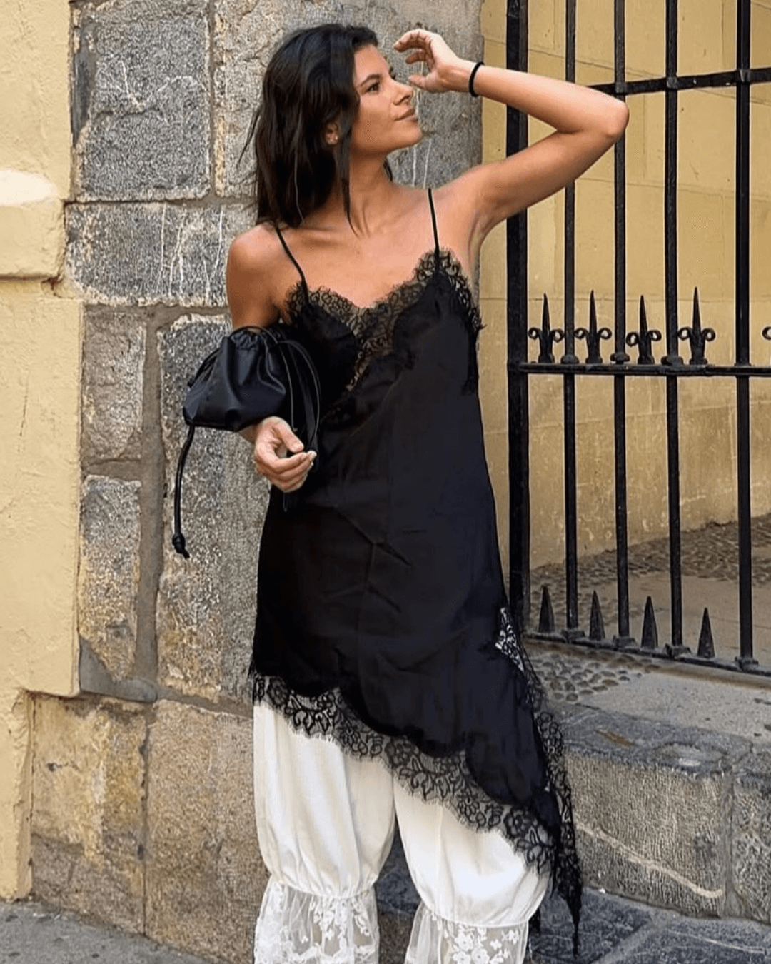 SOKYND Gemma Asymmetric Satin Lace Midi Dress DressSOKYND-663959-BLA-XS-43639BlackXS