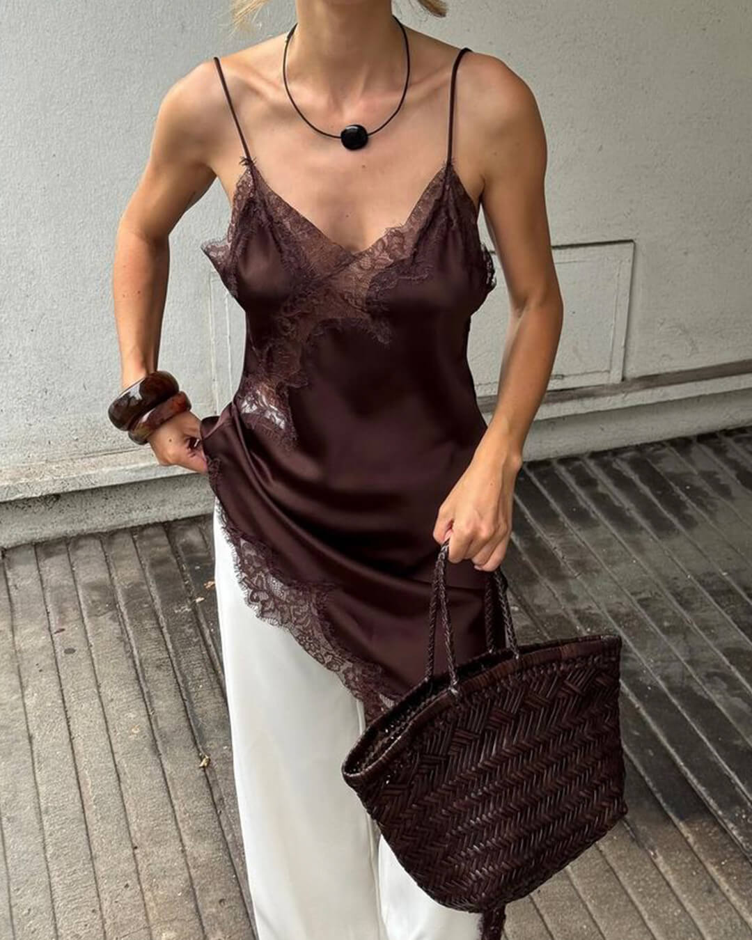 SOKYND Gemma Asymmetric Satin Lace Midi Dress DressSOKYND-663959-BRO-XS-50423BrownXS