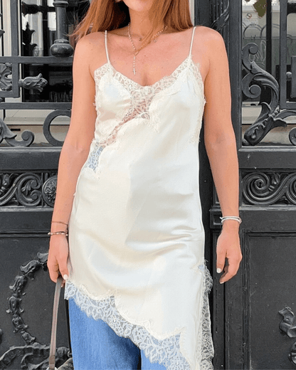 SOKYND Gemma Asymmetric Satin Lace Midi Dress DressSOKYND-663959-WHI-XS-12567WhiteXS