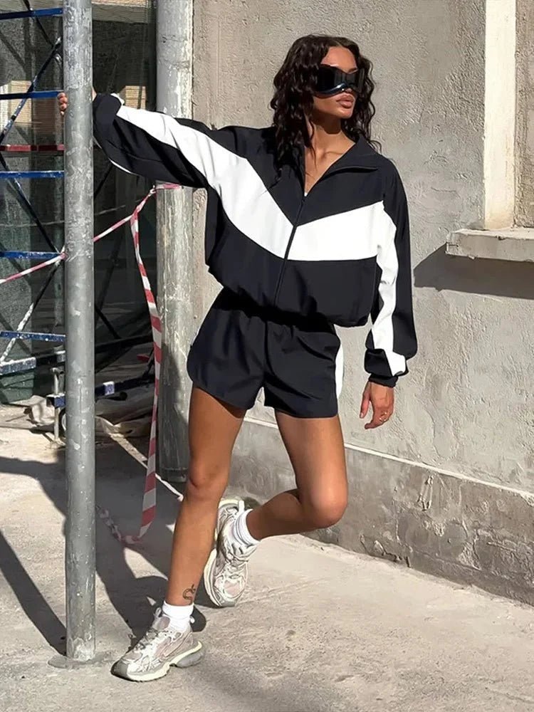 SOKYND Gina Colorblock Jacket Shorts Set Matching SetsSOKYND-060695-BLA-S-65751BlackS