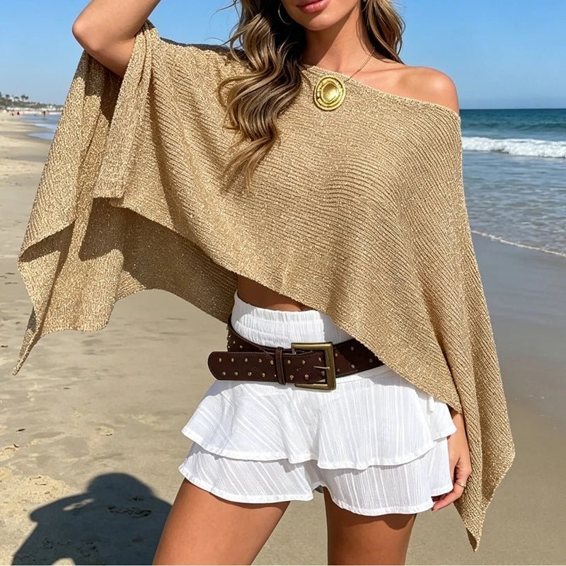 SOKYND Gisele Shimmer Off-Shoulder Cape CapeSOKYND-755991-MOC-OS-39255Mocha