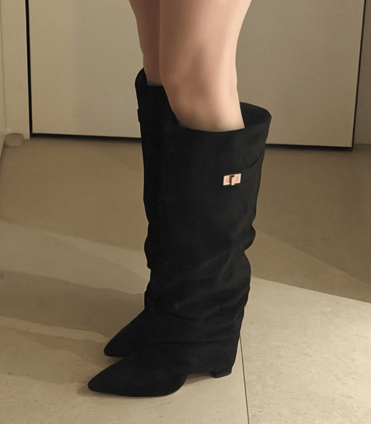 SOKYND Gloria Slouchy Faux Suede Knee High Boots BootsSOKYND-752535-BLA-34-08695Black34