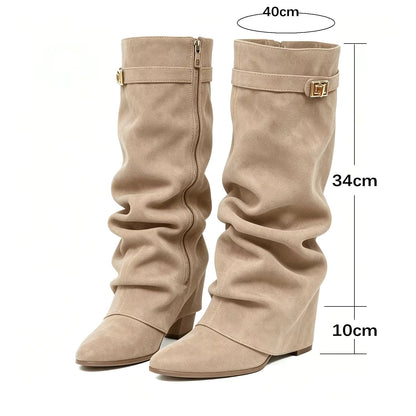 SOKYND Gloria Slouchy Faux Suede Knee High Boots BootsSOKYND-752535-BRO-34-17175Brown34