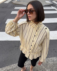 Hanna Stand Collar Striped Jacket