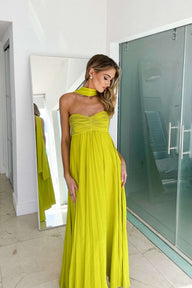 Helen Vestido maxi drapeado halter