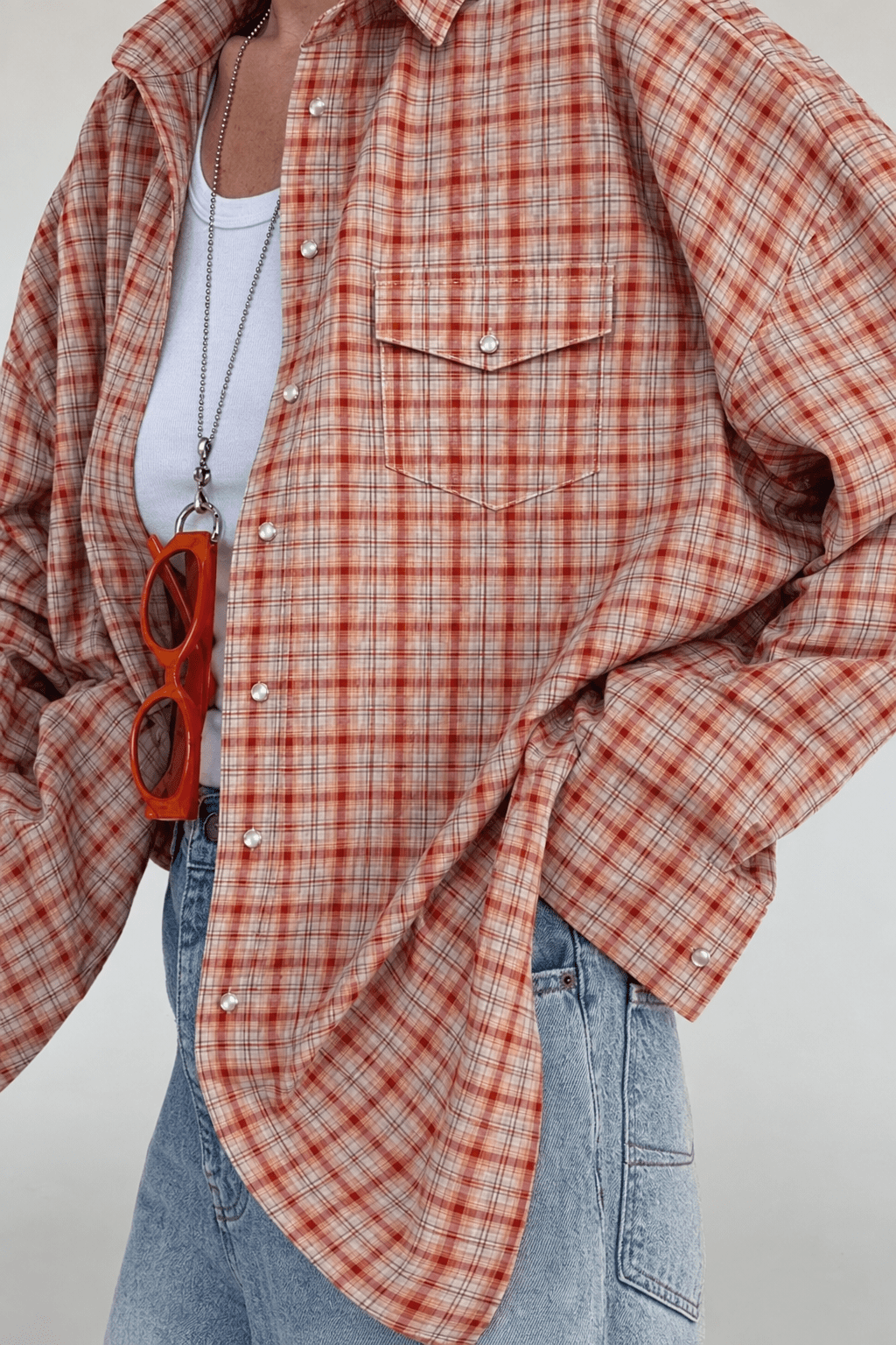 SOKYND Helen Oversized Plaid Shirt Blouse BlouseSOKYND-892823-ORA-S-22071OrangeS