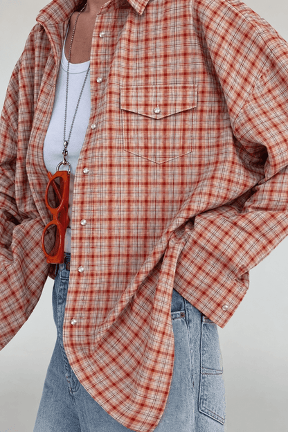 SOKYND Helen Oversized Plaid Shirt Blouse BlouseSOKYND-892823-ORA-S-22071OrangeS