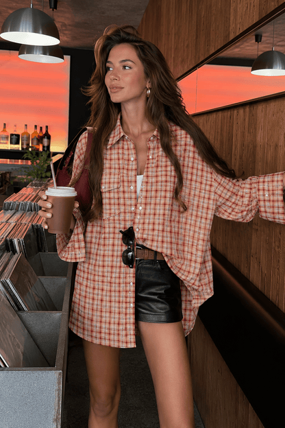 SOKYND Helen Oversized Plaid Shirt Blouse BlouseSOKYND-892823-ORA-S-22071OrangeS
