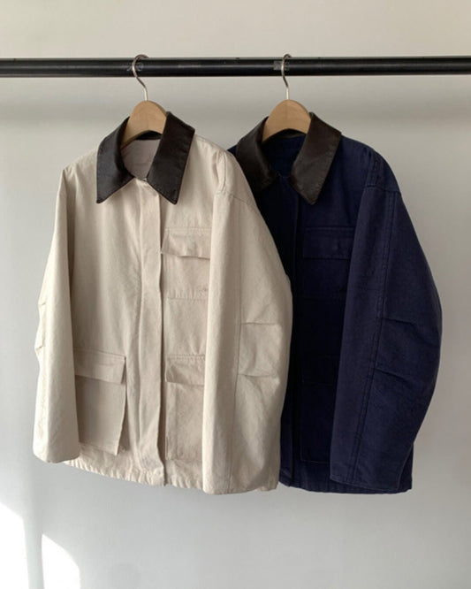 Helena Jaqueta Utility com Gola Contrastante