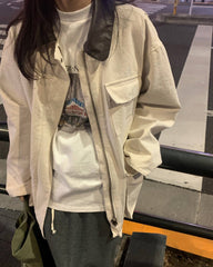 Helena Jaqueta Utility com Gola Contrastante