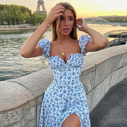 SOKYND Helena Puff Sleeve Floral Midi Dress DressSOKYND-552919-BLU-S-04311BlueS