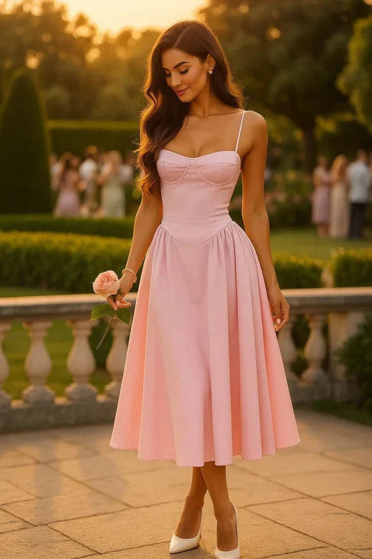 SOKYND Iolanthe Midi Wedding Guest Dress DressesSOKYND-450007-PIN-S-11575PinkS