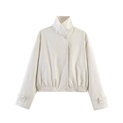 SOKYND Isabel Cropped Bomber Jacket JacketSOKYND-921623-BEI-M-98455BeigeM