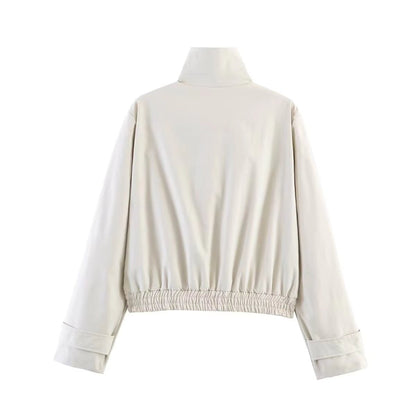SOKYND Isabel Cropped Bomber Jacket JacketSOKYND-921623-BEI-M-98455BeigeM