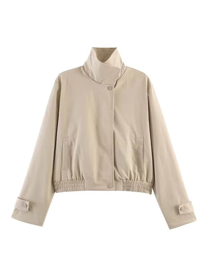 SOKYND Isabel Cropped Bomber Jacket JacketSOKYND-921623-BEI-M-98455BeigeM
