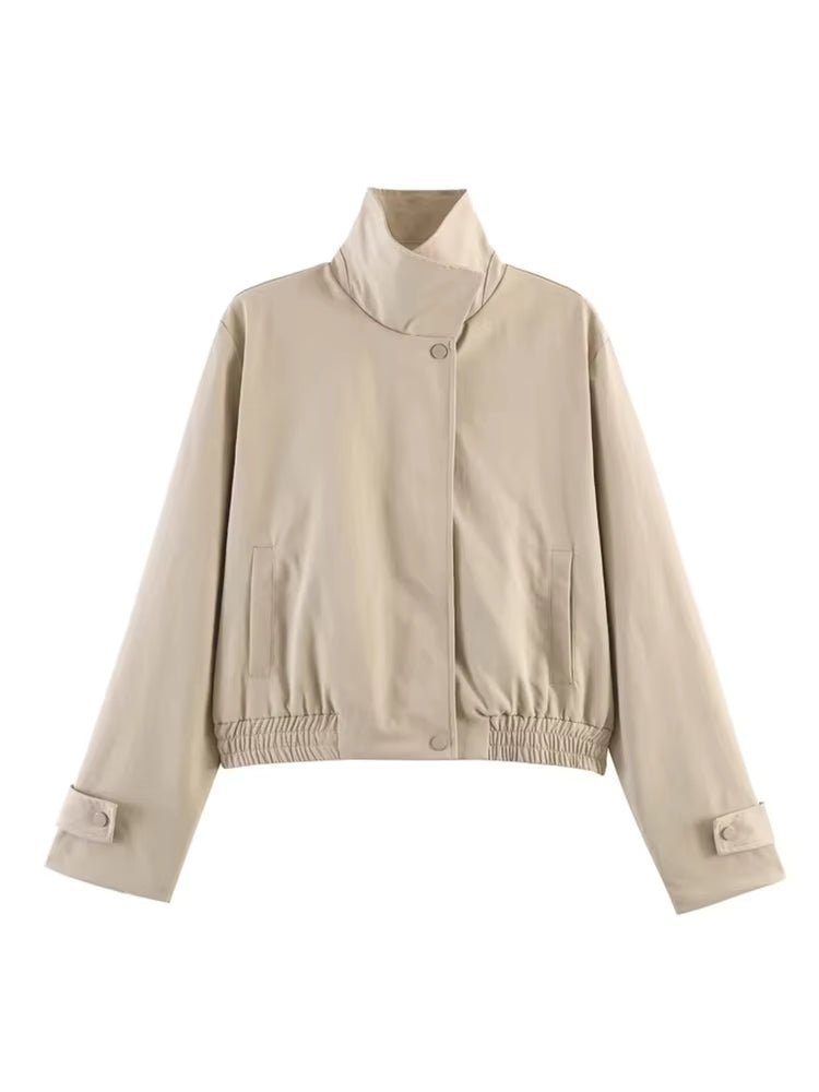 SOKYND Isabel Cropped Bomber Jacket JacketSOKYND-921623-BEI-M-98455BeigeM