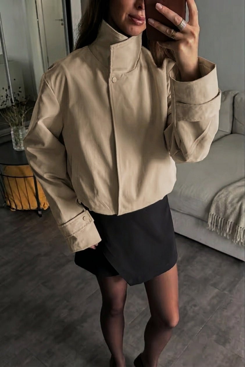 SOKYND Isabel Cropped Bomber Jacket JacketSOKYND-921623-BEI-S-65687BeigeS