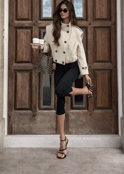 SOKYND Isabel Pleated High Collar Trench Coat CoatSOKYND-603287-BEI-S-73911BeigeS