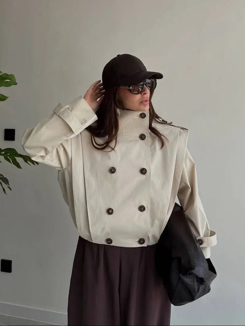 SOKYND Isabel Pleated High Collar Trench Coat CoatSOKYND-603287-BEI-XS-41143BeigeXS