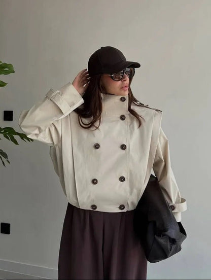 SOKYND Isabel Pleated High Collar Trench Coat CoatSOKYND-603287-BEI-XS-41143BeigeXS