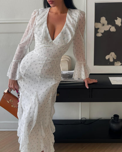 Gloria Flared Sleeve Ruffle Maxi Dress