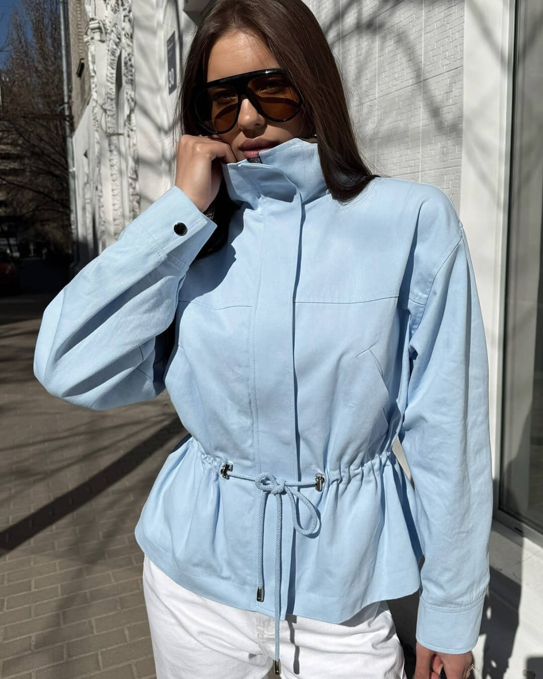 Joanna Drawstring Stand Collar Jacket