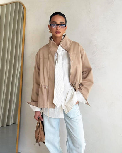 Joanna Drawstring Stand Collar Jacket