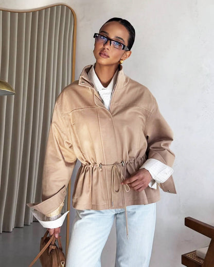 Joanna Drawstring Stand Collar Jacket