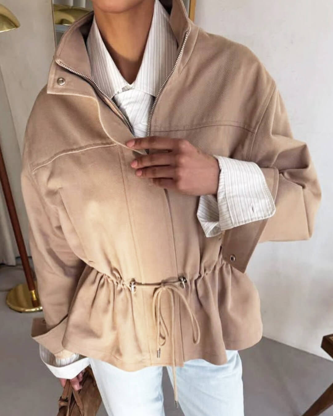Joanna Drawstring Stand Collar Jacket
