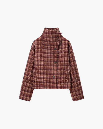 SOKYND Jane Plaid Stand Collar Coat CoatSOKYND-608023-S-OS-44951S