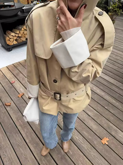 SOKYND Jasmin Contrast Cuffs Belted Trench CoatSOKYND-406487-BEI-M-01271BeigeM