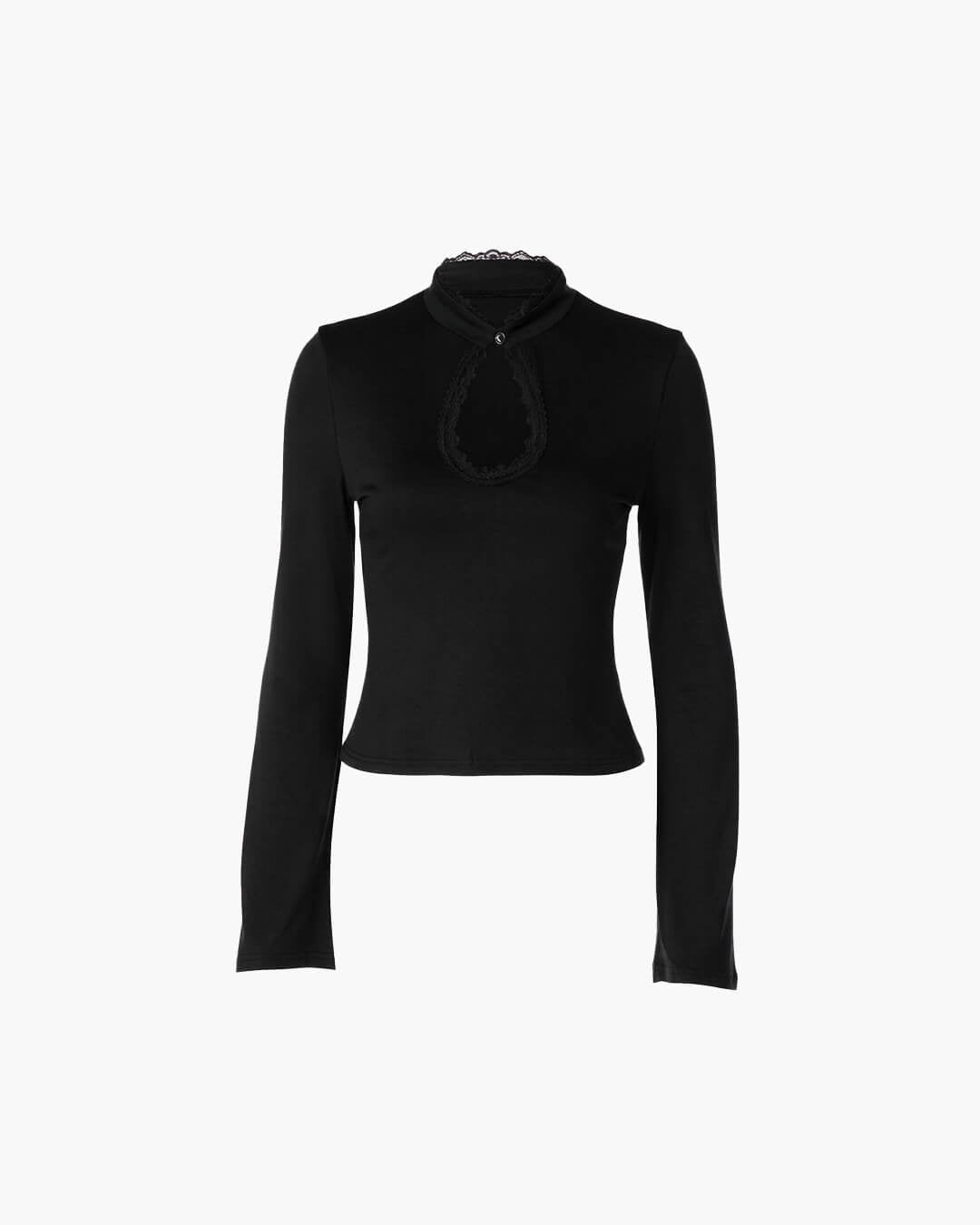 SOKYND Jasmin High Neck Keyhole Blouse BlouseSOKYND-351575-BLA-XS-84759BlackXS