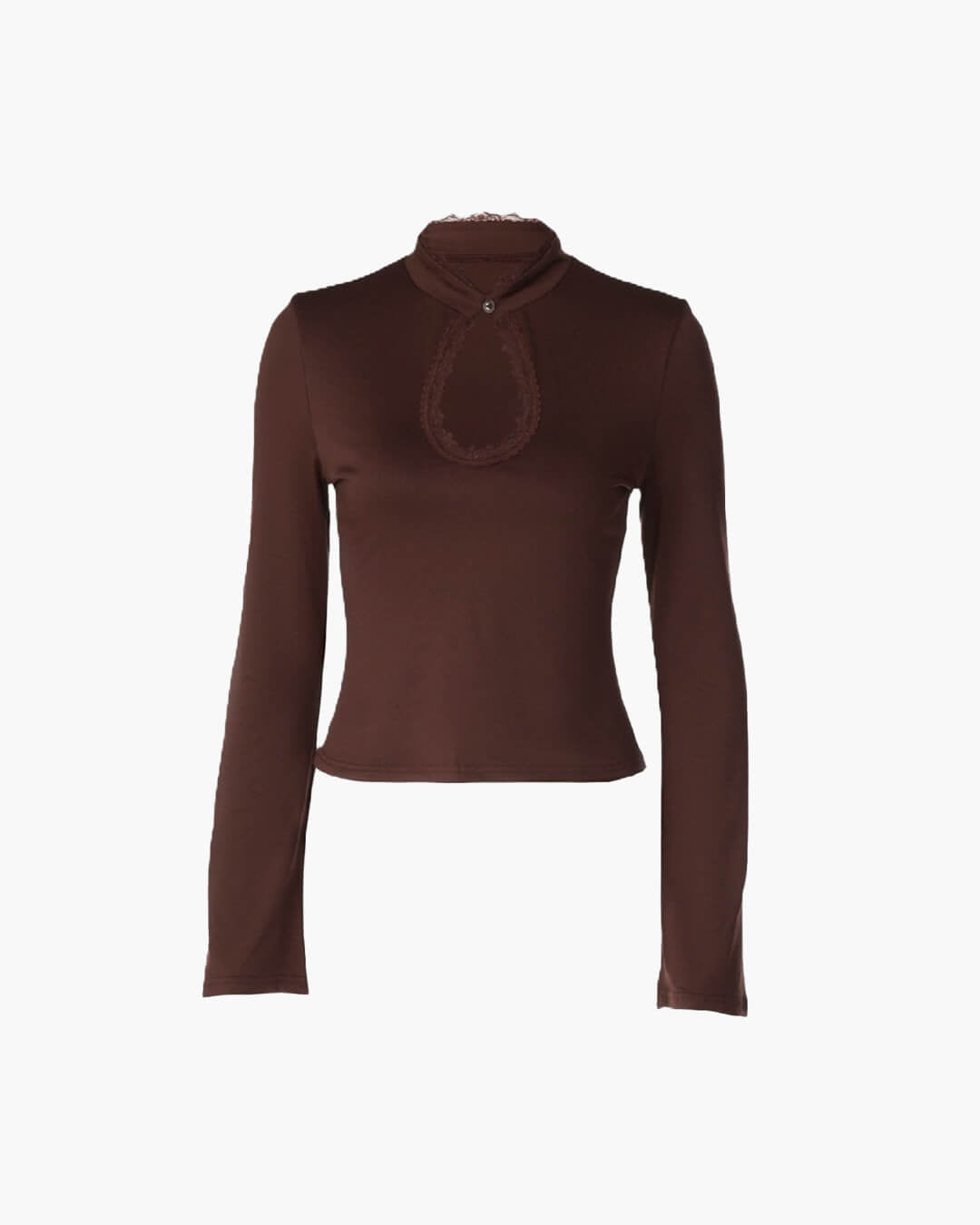 SOKYND Jasmin High Neck Keyhole Blouse BlouseSOKYND-351575-BRO-S-81367BrownS