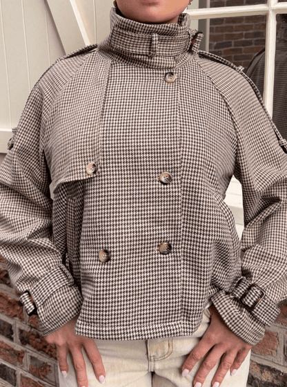 SOKYND Jenny Plaid Trench Coat CoatSOKYND-312919-CHE-S-14359BrownS