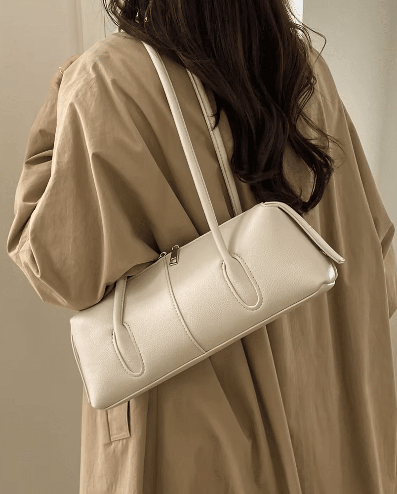 SOKYND Jessica Cylindrical Leather Shoulder Bag BagSOKYND-703639-WHI-OS-80087White